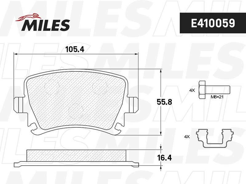 Колодки тормозные, дисковые AUDI A3 Miles E410059