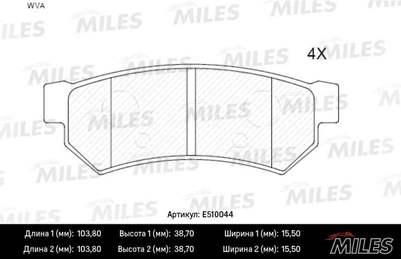 Колодки тормозные, дисковые DAEWOO NUBIRA Miles E510044