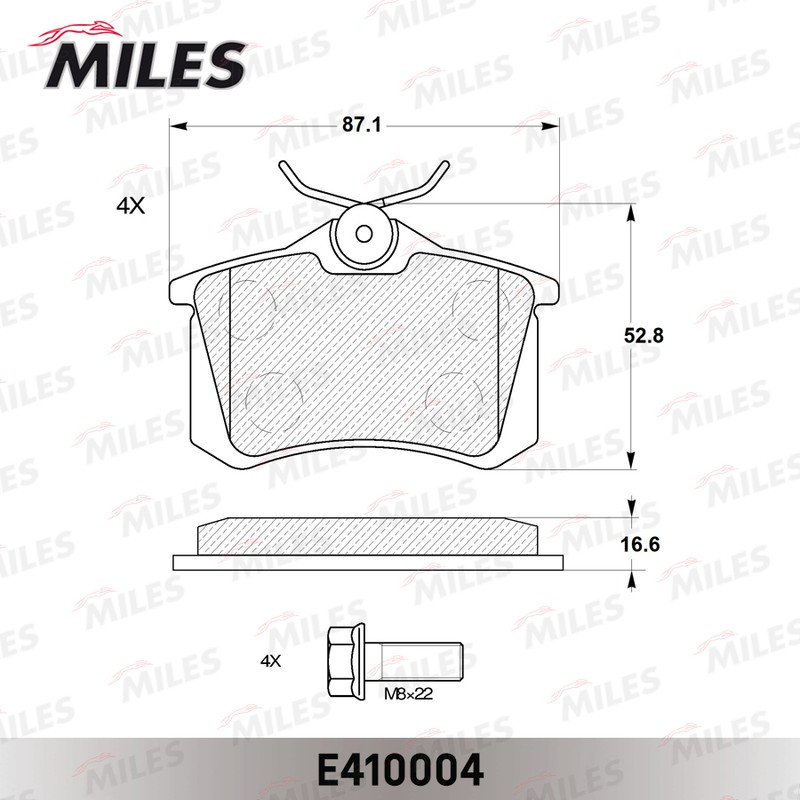 Колодки тормозные, дисковые PEUGEOT 307 Miles E410004