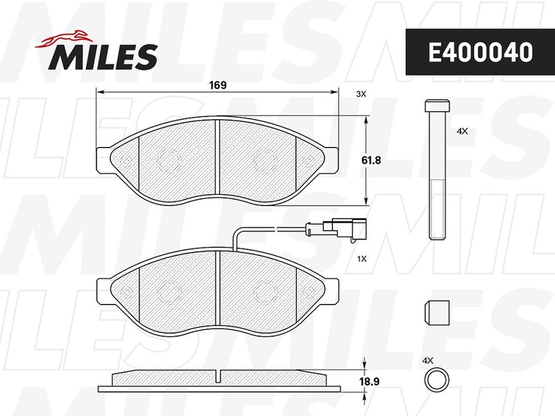 Колодки тормозные, дисковые FIAT DUCATO Miles E400040