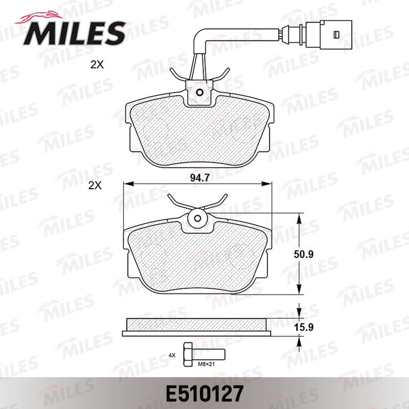 Колодки тормозные, дисковые VOLKSWAGEN T4 Miles E510127