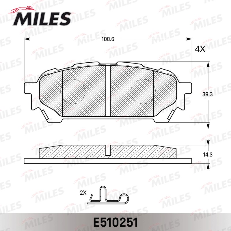 Колодки тормозные, дисковые SUBARU IMPREZA Miles E510251