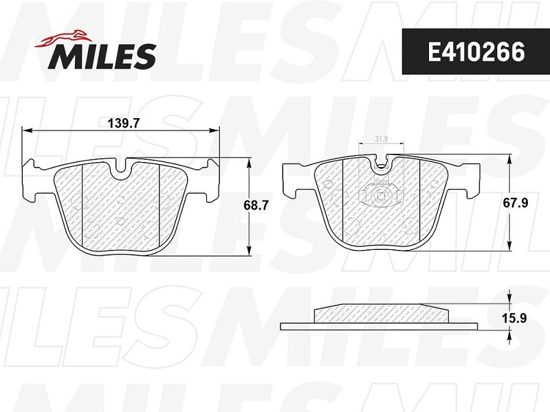 Колодки тормозные, дисковые BMW 5 Miles E410266