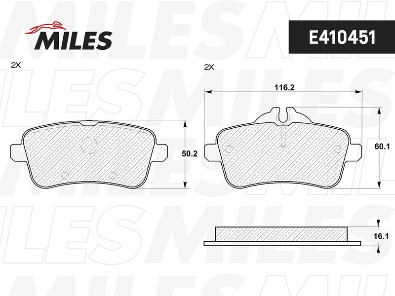 Колодки тормозные, дисковые MERCEDES GL Miles E410451