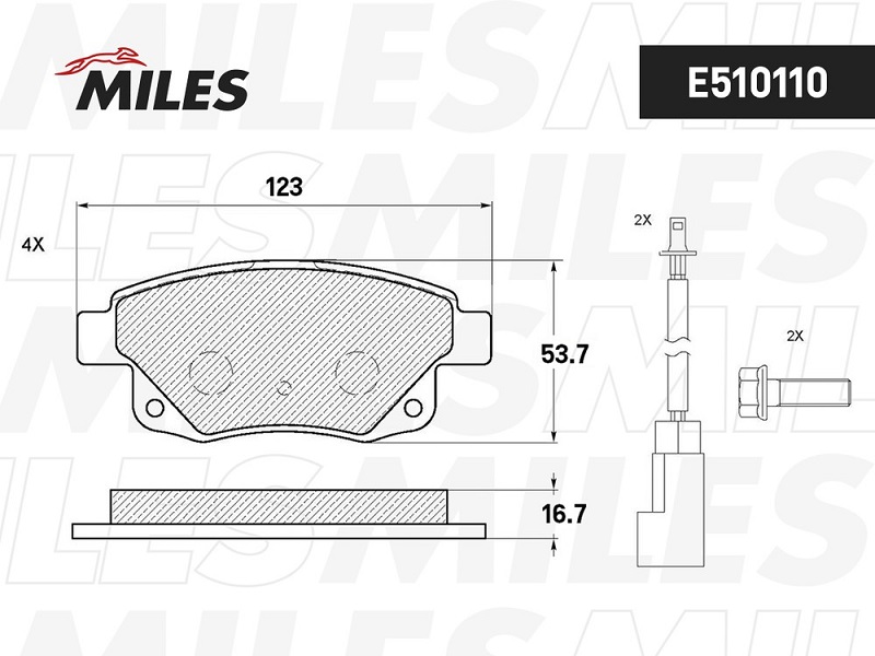 Колодки тормозные, дисковые FORD TRANSIT Miles E510110