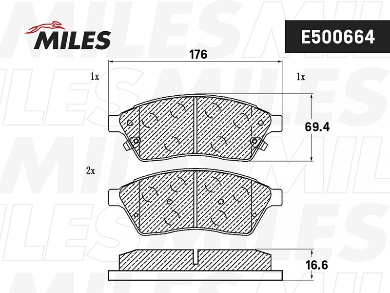 Колодки тормозные, дисковые CADILLAC SRX Miles E500664