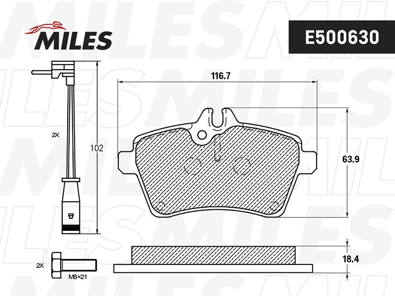 Колодки тормозные, дисковые MERCEDES A-CLASS Miles E500630