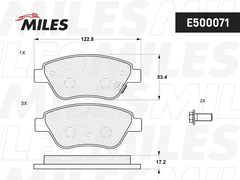 Колодки тормозные, дисковые OPEL CORSA Miles E500071