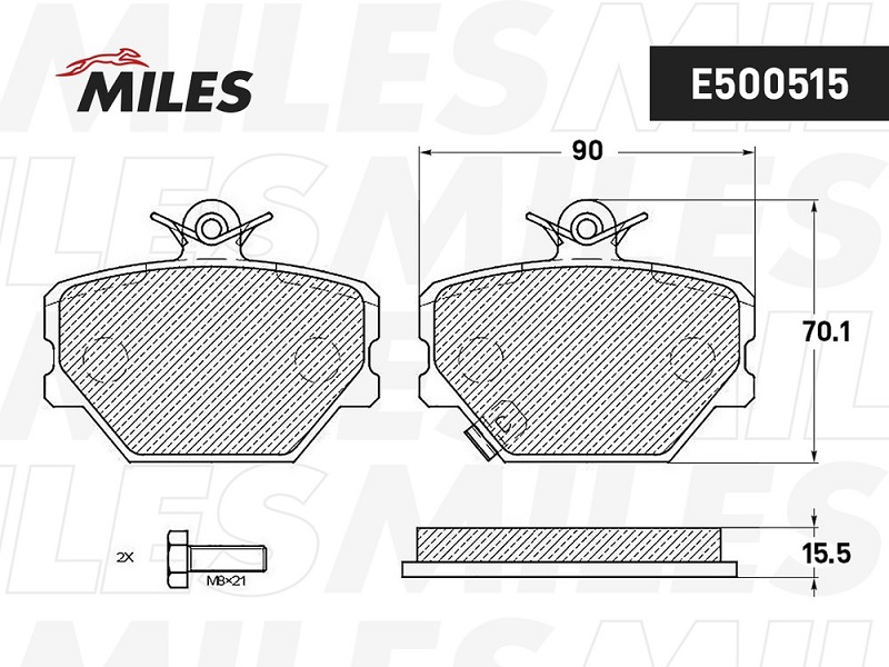 Колодки тормозные, дисковые SMART CITY-COUPE Miles E500515