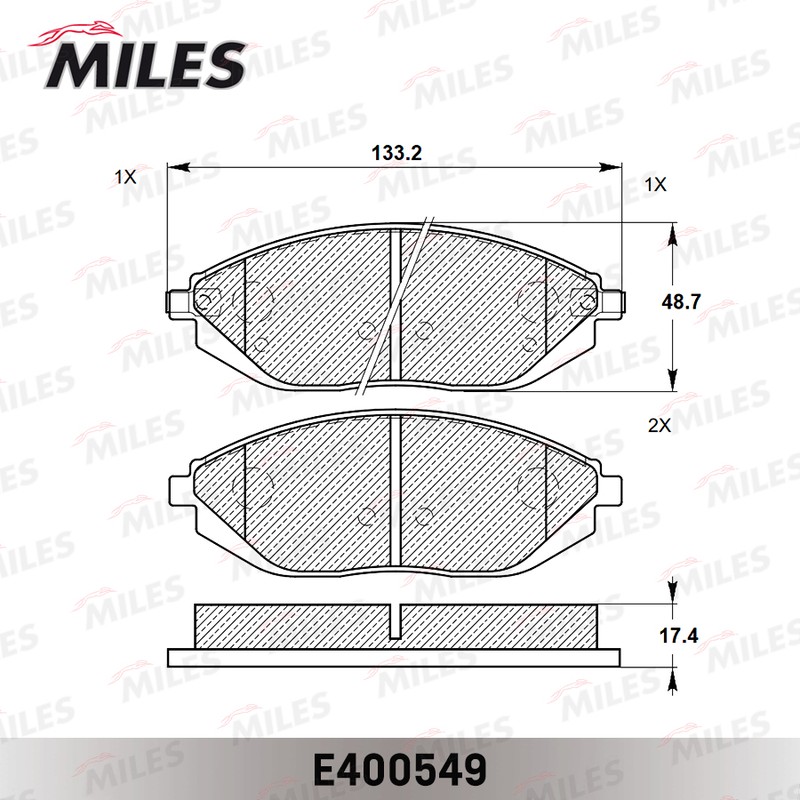 Колодки тормозные, дисковые CHEVROLET SPARK Miles E400549