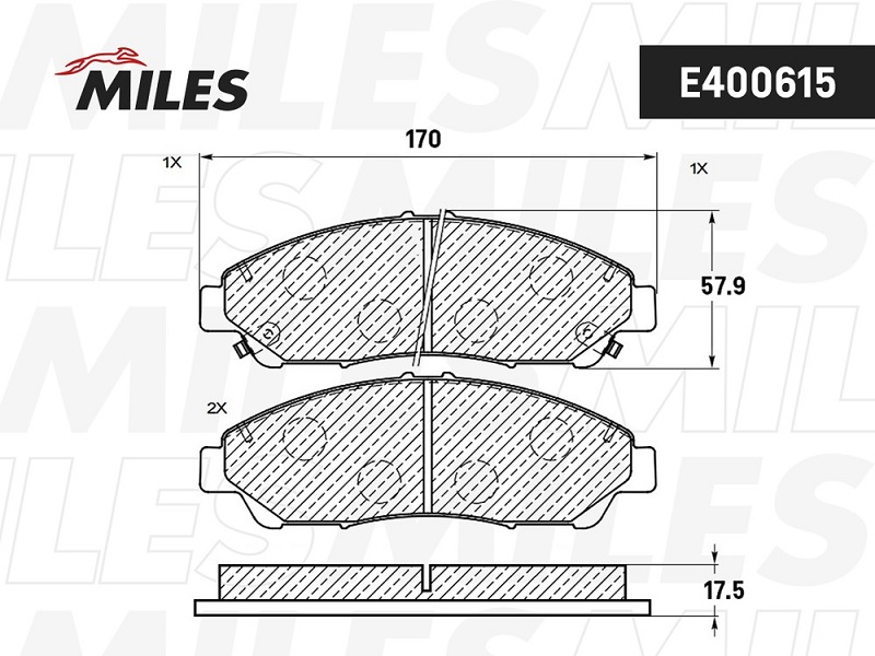 Колодки тормозные, дисковые HONDA PILOT Miles E400615