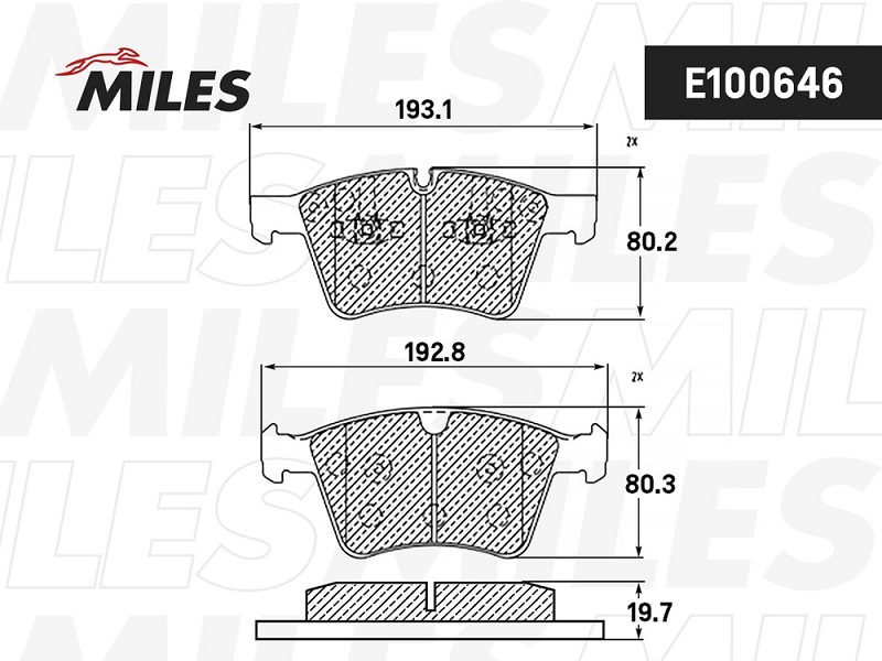 Колодки тормозные, дисковые MERCEDES GL Miles E100646