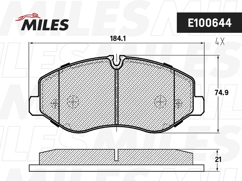 Колодки тормозные, дисковые MERCEDES V-CLASS Miles E100644