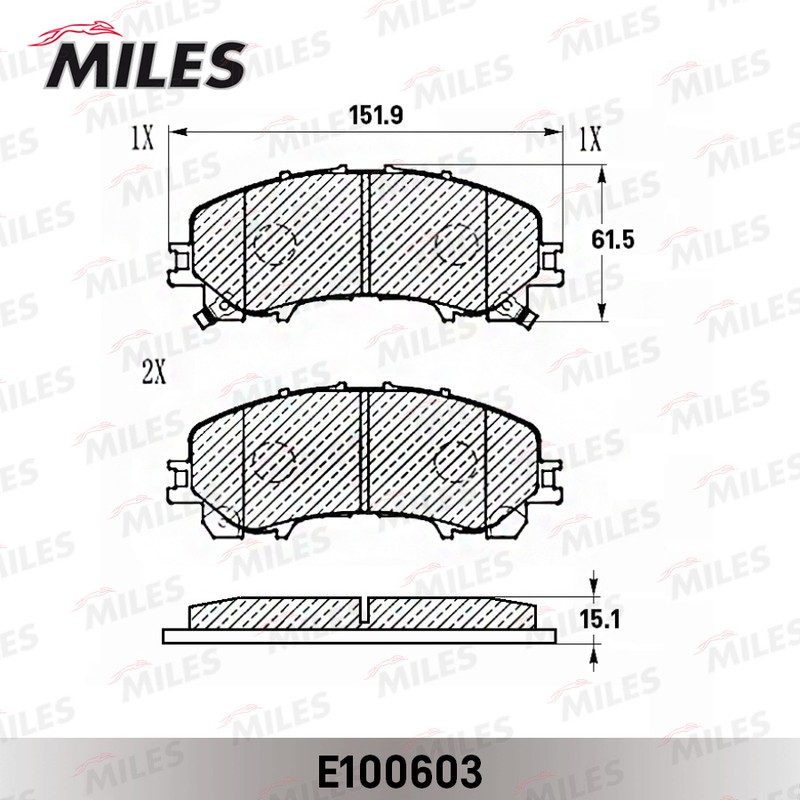 Колодки тормозные, дисковые NISSAN X-TRAIL Miles E100603