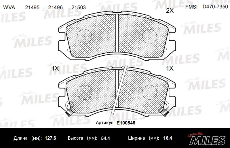 Колодки тормозные, дисковые SUBARU IMPREZA Miles E100546