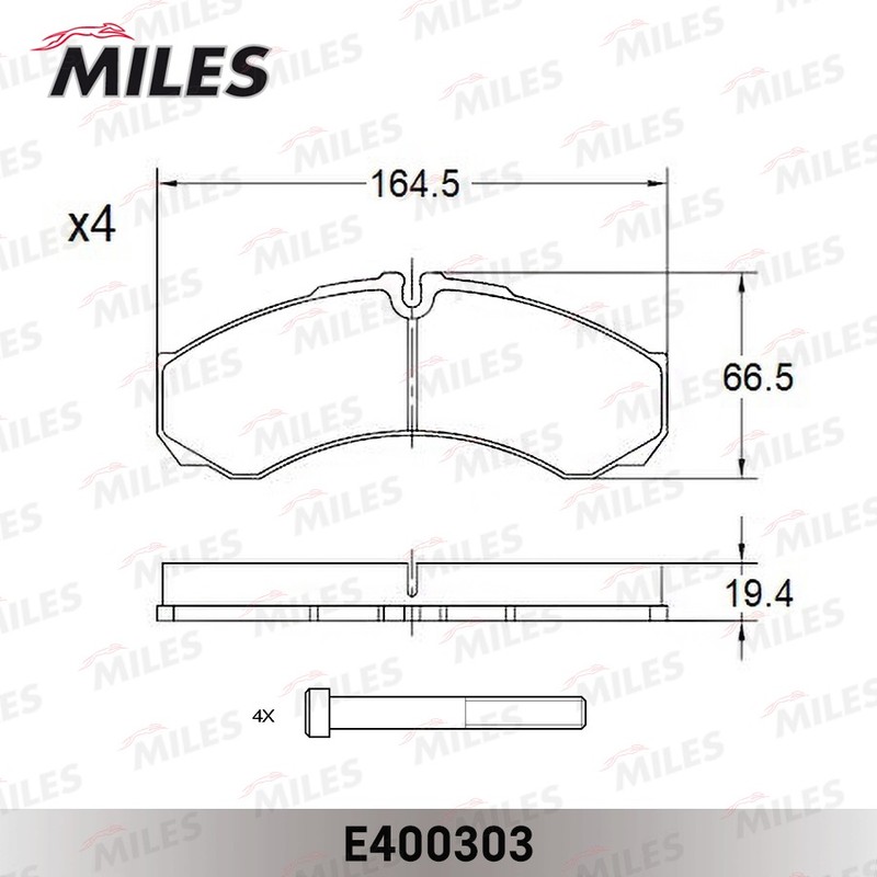 Колодки тормозные, дисковые IVECO DAILY Miles E400303