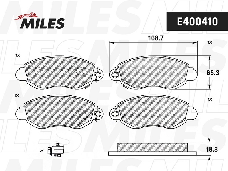 Колодки тормозные, дисковые FORD TRANSIT Miles E400410