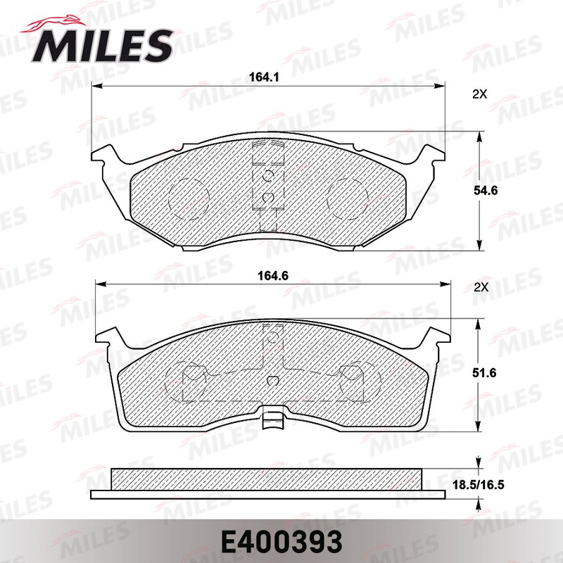 Колодки тормозные, дисковые CHRYSLER 300M Miles E400393