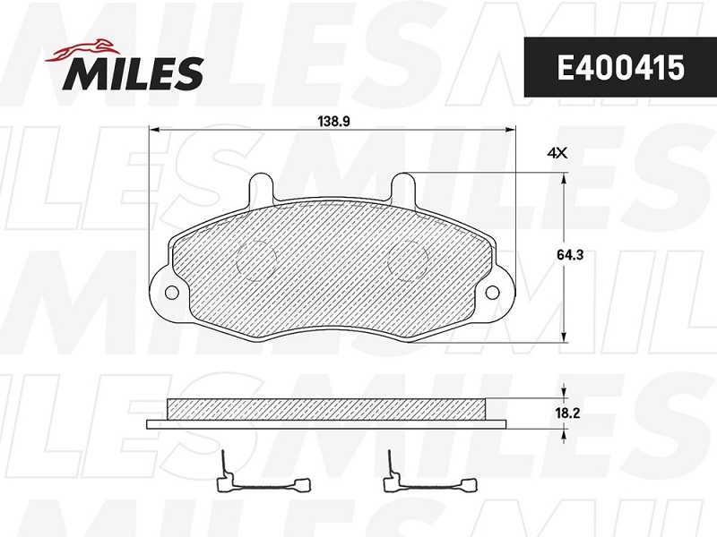 Колодки тормозные, дисковые FORD TRANSIT Miles E400415