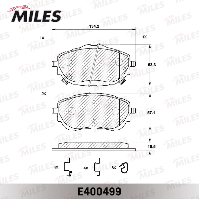 Колодки тормозные, дисковые TOYOTA AURIS Miles E400499