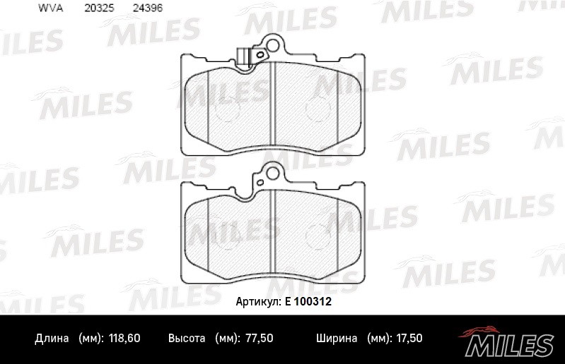 Колодки тормозные, дисковые LEXUS GS Miles E100312