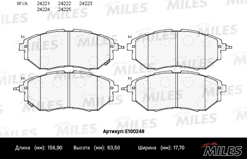 Колодки тормозные, дисковые SUBARU LEGACY Miles E100248