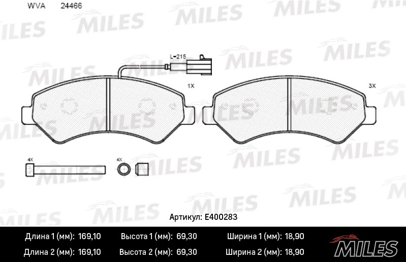 Колодки тормозные, дисковые CITROEN JUMPER Miles E400283