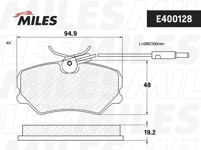 Колодки тормозные, дисковые PEUGEOT 306 Miles E400128