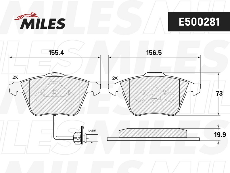 Колодки тормозные, дисковые AUDI A6 Miles E500281