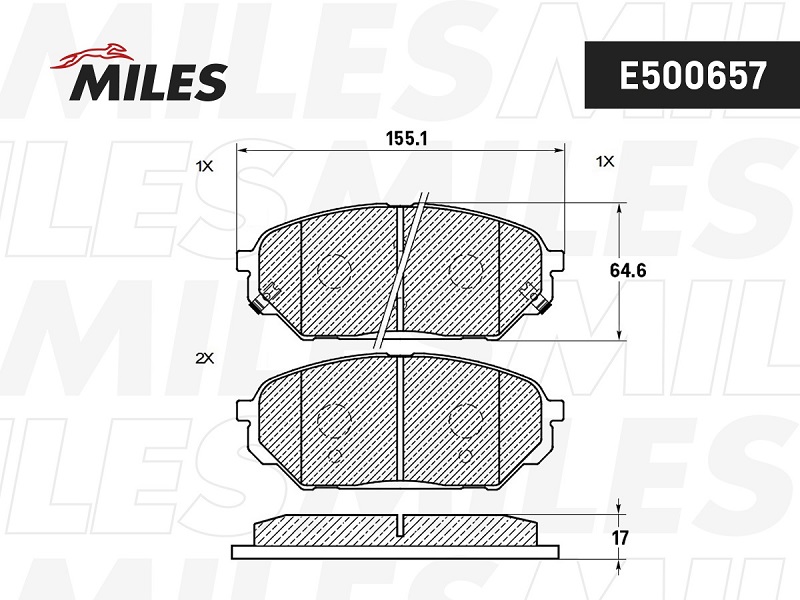 Колодки тормозные, дисковые HYUNDAI ix55 Miles E500657