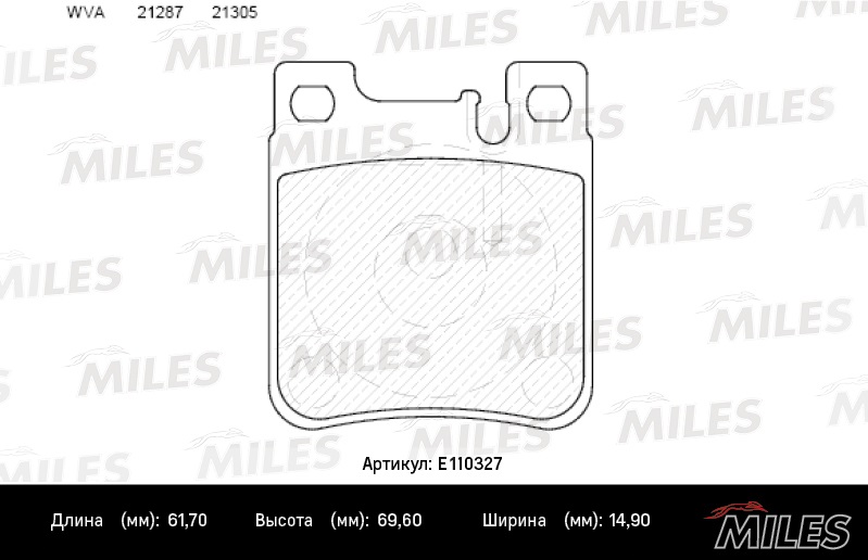 Колодки тормозные, дисковые MERCEDES CLK Miles E110327