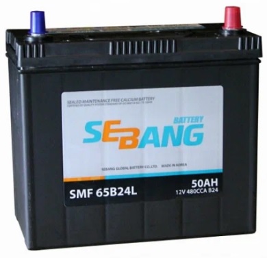 Аккумулятор SEBANG SMF 65B24L JIS 50 А/ч Обратная R+ 238x129x227 EN480 А