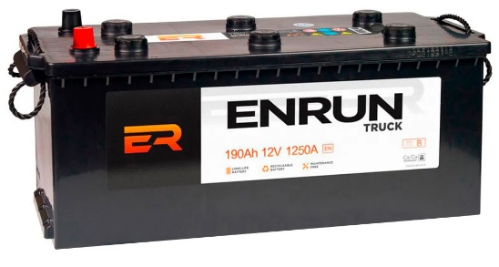 Аккумулятор ENRUN EST1904 Truck 190 А/ч R+(4) 510x218x225 B EN 1250 А