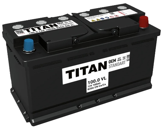 Аккумулятор TITAN 4607008888010 STANDART 100 А/ч Обратная R+ 352x175x190 EN820 А