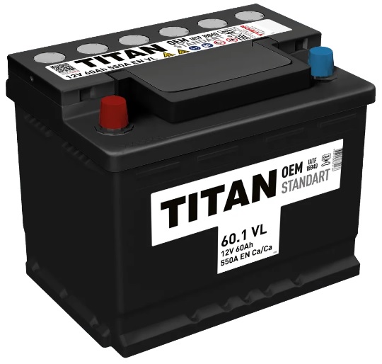 Аккумулятор TITAN 4607008882186 STANDART 60 А/ч Прямая L+ 242x175x190 EN550 А