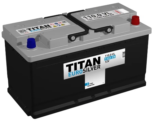 Аккумулятор TITAN 4607008881455 EUROSILVER 110 А/ч Обратная R+ 352х175х190 EN930 A