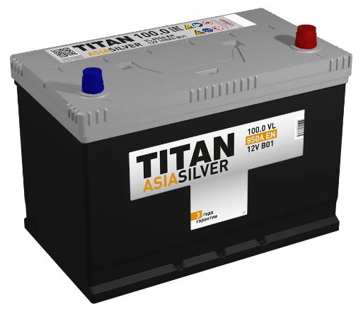 Аккумулятор TITAN 4607008887365 ASIASILVER 100 А/ч Обратная R+ 304х175х221 EN850 A