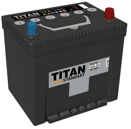 Аккумулятор TITAN 4607008887327 ASIA STANDART 72 А/ч Обратная R+ 258x175x221 EN620 А