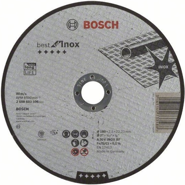 Круг отрезной по нержавеющей стали Bosch 2608603508, 230x2.5х22.2 мм