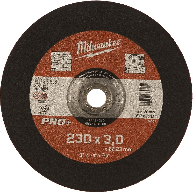 Отрезной диск по камню Milwaukee 4932451500, 230х3х22.2 мм
