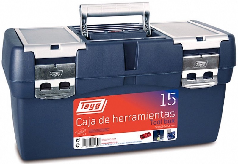 Ящик для инструмента пластмассовый TAYG 116001, 50x25,8x25,5см (с лотком и органайзером) (мет. замки) 