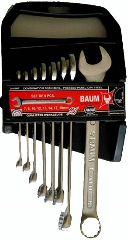 Набор комбинированных ключей Baum 30-08МР, 7-19 мм, 8 предметов