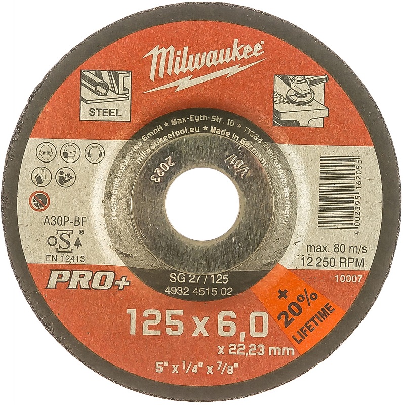Диск шлифовальный по металлу MILWAUKEE 4932451502, 125х6х22.2 мм