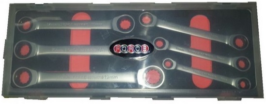 Набор трещоточных накидных ключей Force K50625, 8-19 мм, 6 предметов