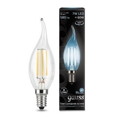 Светодиодная лампа GAUSS 104801207 LED Filament Свеча на ветру E14 7W 580lm 4100К 1/10/50