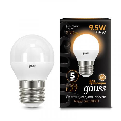 Светодиодная лампа GAUSS 105102110 LED Шар E27 9.5W 890lm 3000K 1/10/50