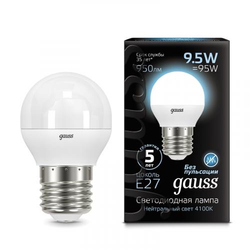 Светодиодная лампа GAUSS 105102210 LED Шар E27 9.5W 950lm 4100K 1/10/50