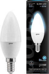 Светодиодная лампа GAUSS 103101207 LED Свеча E14 6.5W 550lm 4100К 1/10/50