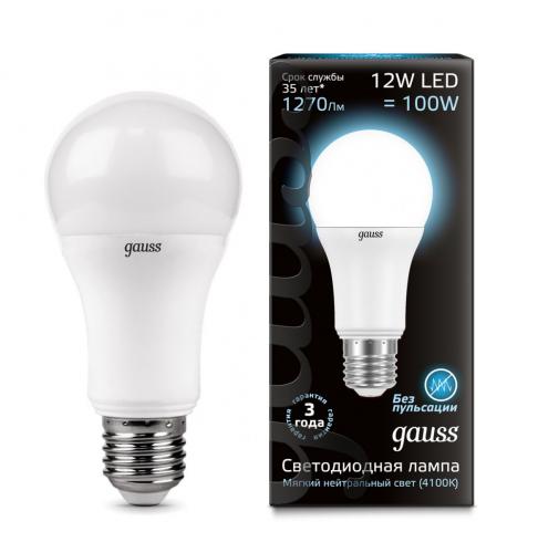Светодиодная лампа GAUSS 102502212 LED A60 шар 12W E27 1200lm 4100K 1/10/50