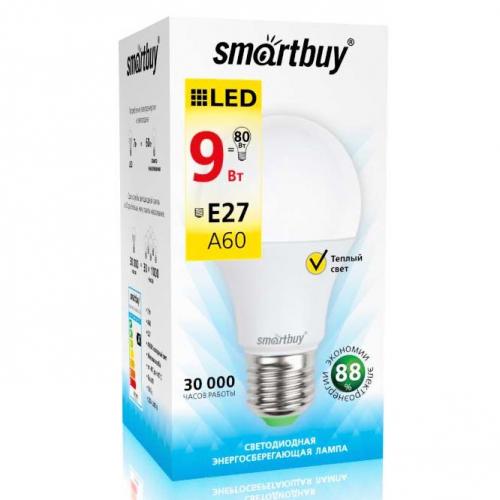Светодиодная лампа (LED) Smartbuy-A60-09W/3000/E27